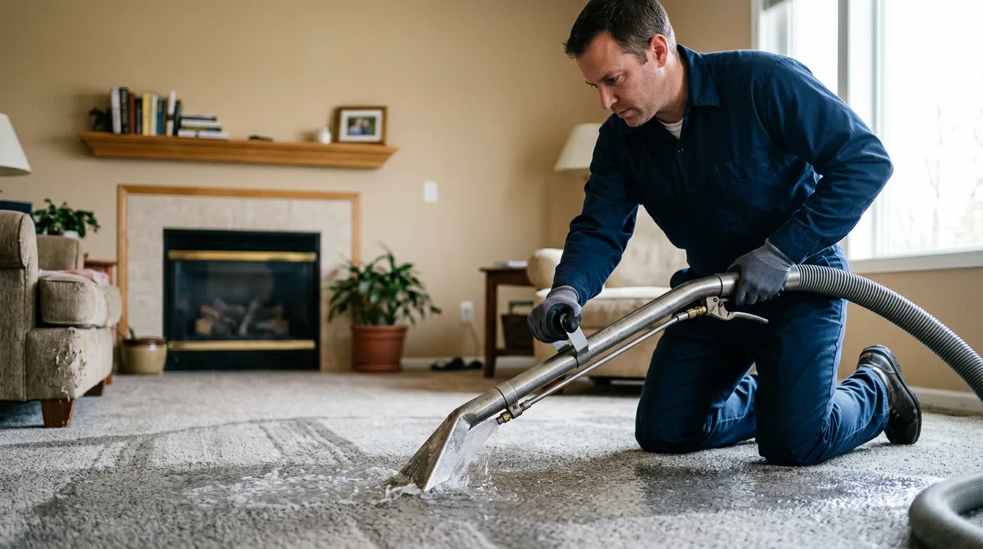 Water damage restoration technician working near Webster City, IA